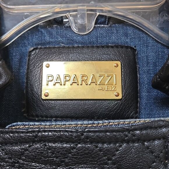 PAPARAZZI BY BIZ JEAN JACKET WITH BLACK FAUX LEATHER TRIM, SIZE MEDIUM - Picture 7 of 13